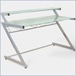 ItalModern Zaki Deluxe Small Glass Computer Desk with Shelf