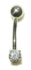 Genuine 1/4 carat Diamond Belly Button Ring in White Gold