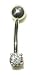 Genuine 1/4 carat Diamond Belly Button Ring in White Gold