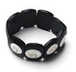 White Spiral Shell inlaid Black Resin Stretch Bracelet P23-D