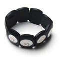 White Spiral Shell inlaid Black Resin Stretch Bracelet P23-D