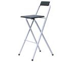 MHZ DISTRIBUTORS BLACK FOLDING WOODEN BAR STOOL W/SLVR POWDER COATED LEGS