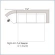 Kathy Ireland Home by Omnia Leather Salerno Right Arm 3 Seat Sleeper Sofa with 1/2 Curve