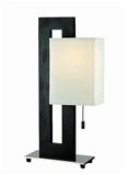 Lite Source LS-2837 Benito Table Lamp, Black Base with White Fabric Shade