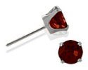 Genuine 2.5mm Garnet 14 Karat White Gold Round Baby Earrings