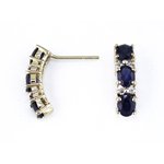 14K Gold Diamond and Three Stone Sapphire Earring