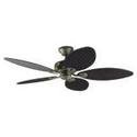 Hunter 23980 Bayview 54-Inch Five Antique Dark Wicker/Antique Dark Palm Leaf Plastic-Blades Ceiling Fan, Provencal Gold