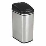 KAZAAM Infrared Motion-Activated Waste Receptacle, 11.5-Gallon, Stainless Steel (SAF9762SS)