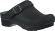 Women's Ingrid Clogs in Black Oiled Leather, by Sanita