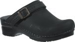 Women's Ingrid Clogs in Black Oiled Leather, by Sanita