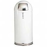 Fire-Resistant Steel Step-On Dome Top Waste Receptacle, 15-Gallon, White