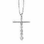 14k White Gold & Diamond Cross Journey Pendant Necklace- 18 (0.25ctw).