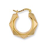Image of Jewelco London 9ct Yellow gold round shaped Faceted Creole earrings ( 1.7g )