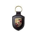 Porsche Crest Black Leather Key Chain by Porsche
