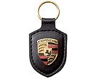 Porsche Black Leather Crest Key Chain