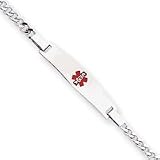 Sterling Silver Non-enameled Medical ID Curb Link Bracelet