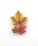 Hand enameled fall leaves brooch or pin