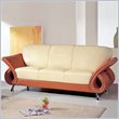 Global Furniture USA Charles Beige and Burnt Orange Leather Sofa