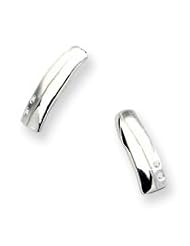 Silver Satin & Polished .02ct. Diamond Earrings QW178 QG