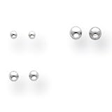 14k White Gold 3mm, 4mm, and 5mm Ball Stud Earring Set SE1953