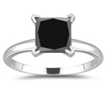 1 Ct Princess Cut Black Diamond Ring in Platinum