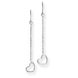 14k White Gold Heart Dangle Earrings SE1766