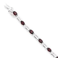 Sterling Silver Garnet Bracelet - 7.5 Inch by JewelryWeb