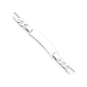 Sterling Silver Childrens ID on Figaro Bracelet - 6 Inch - Lobster Claw