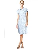 Autograph Classic Collar Cloud Print Dress