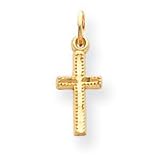 14k Diamond-Cut Cross Pendant With Child Chain - 15 Inch - Measures 13x6mm no bail