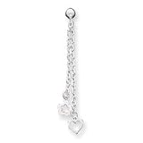 Sterling Silver Chain Heart and Flower Drop Earrings