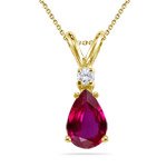 0.02 Cts Diamond & 0.45 Cts Ruby Pendant in 14K 