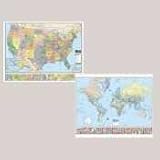 American Map 621705 Hammond full-color rolled paper u.s. and world political map set, 50w x 38h