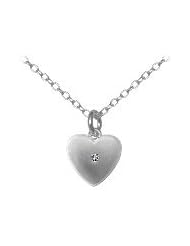 Kids Jewelry - Silver Diamond Heart Pendant Necklace For Girls (14 to 16 In)