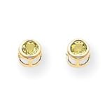 14k 4mm Bezel August/Peridot Post Earrings XBE8