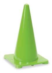 Industrial Grade 1YBW8 Safety Cone, Green, 18 In, Poly, 1.5 Lbs