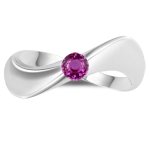 0.30 Cts Pink Sapphire Solitaire Wave Ring in 14K White Gold
