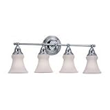 Sea Gull Lighting 40026-05 Sajemore Four-Light Vanity Fixture, Chrome with Satin Etched Glass Shades