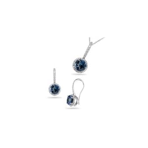 0.39 Ct Diamonds and 4.40 Cts London Blue Topaz Set in 14K White Gold by