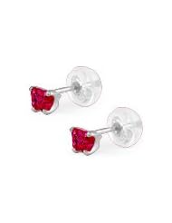 Baby 14K White Gold Ruby C.Z. Butterfly Stud Earrings