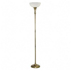 Ledu L9003 Antique brass finish torchiere with alabaster shade, 68-1/2 high