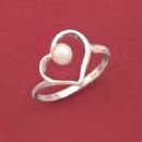 Cultured Pearl Sterling Silver Ring, 1/2 in wide, 4mm Pearl