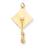 14k Graduation Cap with Cultured Pearl Charm