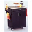 Home Styles Black Cuisine Cart with Stainless Steel Top 9001-0042