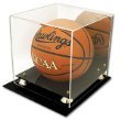 Deluxe Acrylic Basketball Display Case with Gold Risers and Mirrored Back