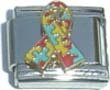 Clearly Charming Autism Multi-color Ribbon Italian Charm Bracelet Link
