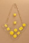 18 Inch Floating Gems Illusion Jewelry Set, Yellow and Gold Color