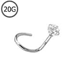14KT White Gold Nose Screw Ring 2mm Genuine Diamond GH VS1-VS2 20G