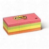 Post-it��� Notes, Original Pad, 1-1/2 Inches x 2 Inches, Assorted Neon Colors, 12 Pads per Pack