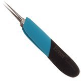 Ergonomic ESD Safe Cushion Grip Tweezers, Thin Tapered Ultra-Fine Tip